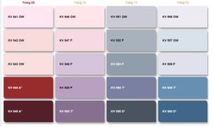 Bảng màu sơn Kova trong nhà