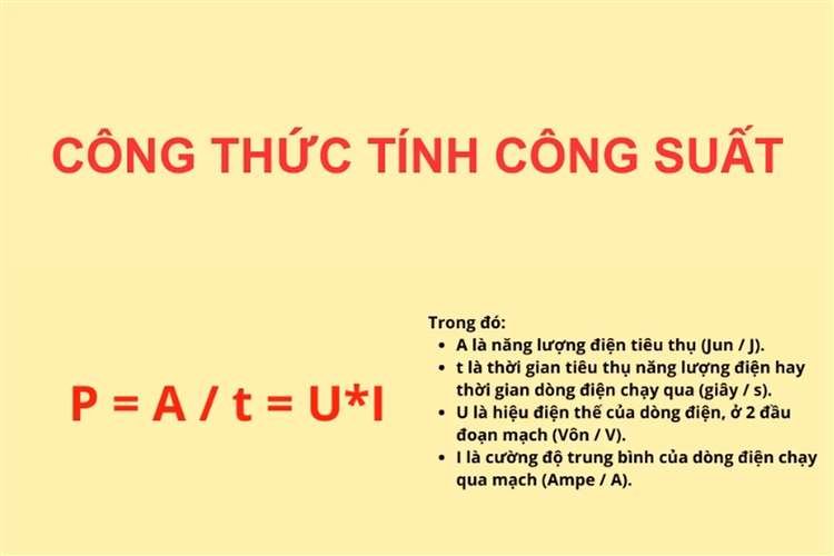 Công thức tính công suất